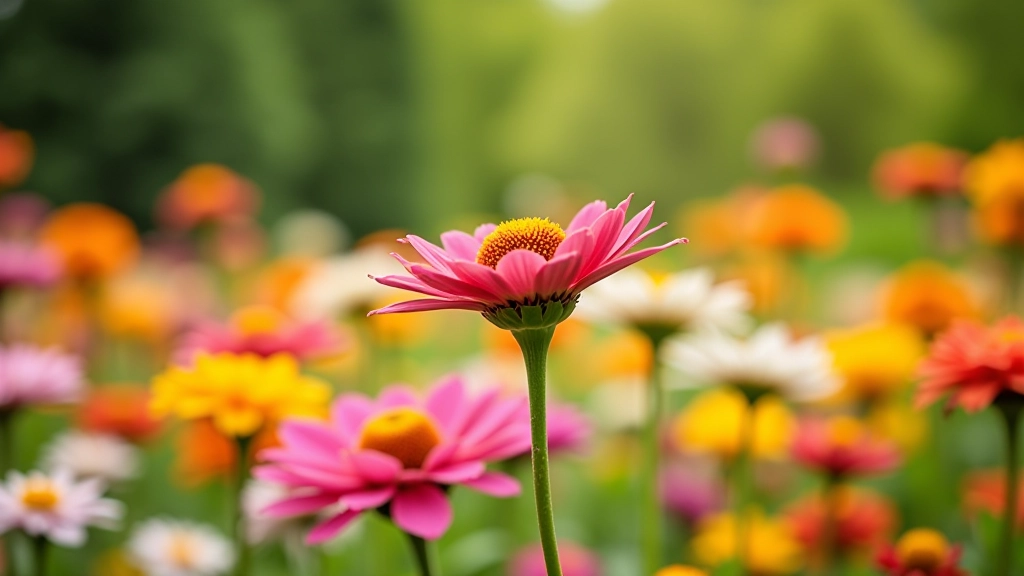 Close-up of colorful flowering plants in a garden bed with multiple blooming flowers